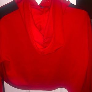 red cropped hoodie
